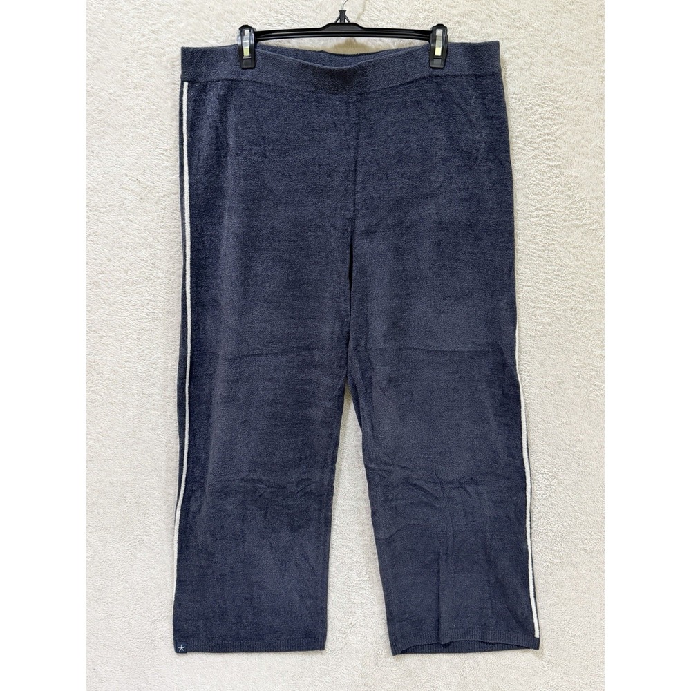 Barefoot Dreams CozyChic Ultra Lite Contrast Stripe Ankle Pant Navy XL Petite